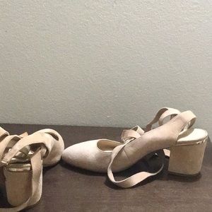 Suede sling backs with wraparound